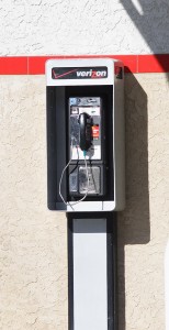Old style pay phone kiosk