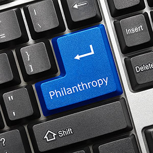 "Philanthropy" key on computer.
