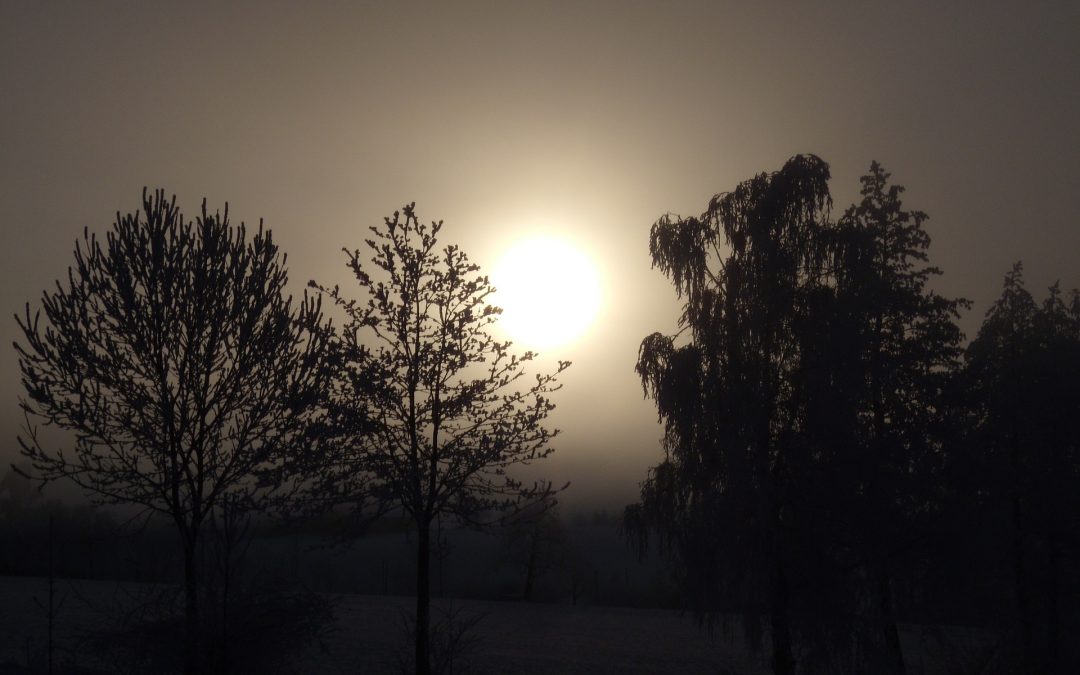 Photo of sun through haze.